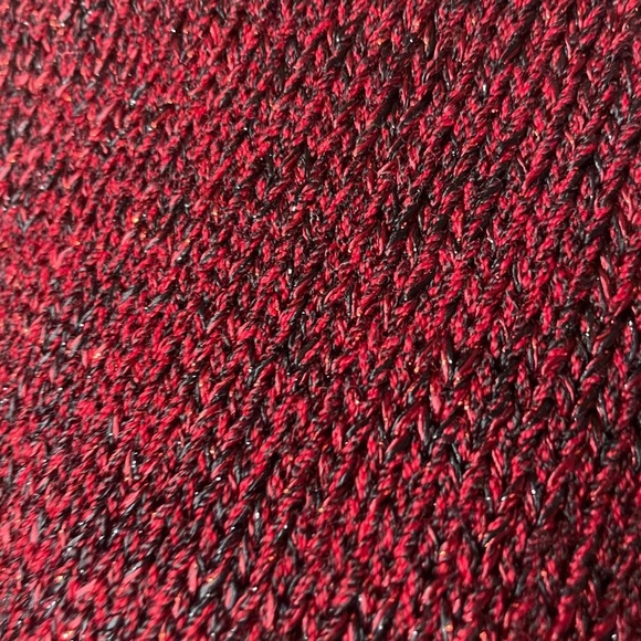 Vintage Dunollie Looms summery red sweater w/black sequin trim - Picture 3 of 9